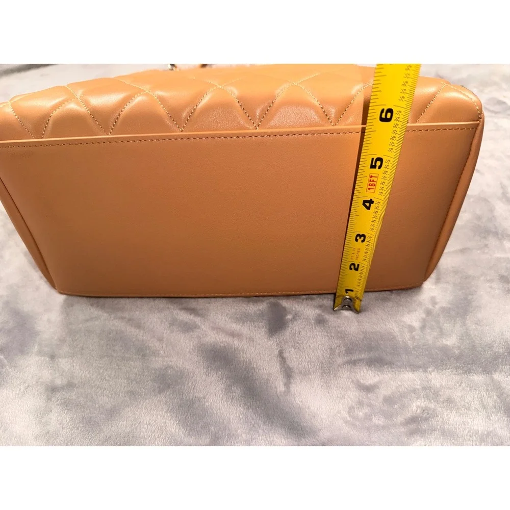 Kate Spade New York Quilted Leather Satchel Apricot Tan Gold Hardware
